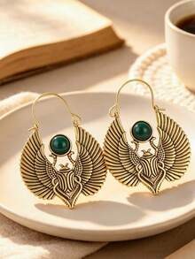 Gmzalx 1 đôi bông tai vòng khăn choàng thiết kế sáng tạo phong cách retro thời trang hình cánh thiên thần, phù hợp đeo hàng ngày và đi du lịch, quà tặng hoàn hảo cho cô ấy - Hai màu - Xem 2