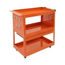YUNRUX 3-Tier Tool Cart, Rolling Tool Trolley, Tool Storage Cart 550lbs - Orange - View 5