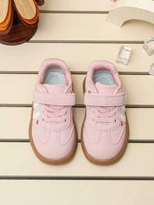 1 Pair Fashionable Hook & Loop Sports Shoes, Soft Anti-Slip Outdoor Casual Shoes For Spring And Autumn - Pink - View 5