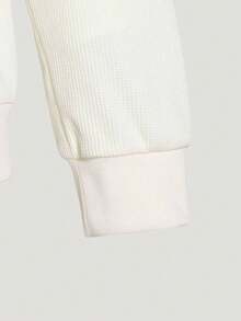 Adidas Men's TH WAFFLE HZ Knit Sweatshirt No Hood KR2553 - White - View 5