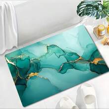 Luxurious Blue-And-Golden Marble-Patterned Floor Mat Made Of Soft, Water-Absorbent, And Slip-Resistant Diatomaceous Earth Material, Ideal For Use As A Doormat, In Bathrooms, Laundry Rooms, And For Home Decor - Multicolor - View 2
