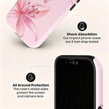 VESPOP Off-White Phone Case With A Tiger And Lily Pattern, Cute Summer Phone Case, Compatible With IPhone 18 17 Air, 16 Pro Max, 15, 14 Plus, 13, 12 Pro, 11, X, XR, XS Max, 8, And 7. - Pink - View 5
