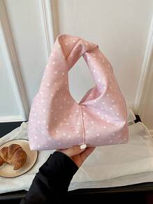 Korean Style Polka Dot Handbag For Women, Casual Textured Niche Design Fashion Versatile Shoulder Bag - Multicolor - View 6
