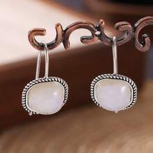 Anting Gantung Tali Kepang Persegi Minimalis untuk Wanita, Desain Gaya Vintage; Aksesori Serbaguna untuk Semua Gaya dalam Perjalanan Sehari-hari - Perak - View 6