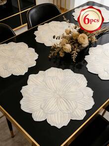 10cm Gold Flower Coaster, PVC Material, Luxury Style, Non-Slip, Waterproof, Christmas / New Year Party Tabletop Coaster - Multicolor - View 18