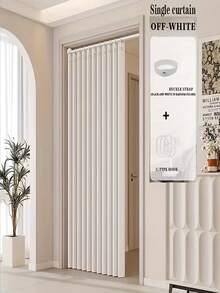 1pc Folding Door Curtain With Hooks And Ties, Modern Style Folding Door Curtain, Living Room Decoration, Modern Life Accessory, Multiple Colors Available, Home Decor Product, Better Privacy Protection - 1PC - View 6