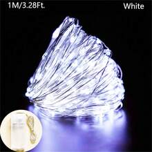 1pc Starry Sky LED Copper Decorative Light String, White Fairy Light, Battery Powered, Wedding, Birthday, Party, Festival Hanging Window Decorative Light, Outdoor Garden, Trees, Courtyard Atmosphere Decoration, Indoor Room Wall Decoration - White Light - View 11