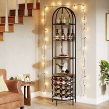 5-Tier Industrial Arched Wine Rack, Freestanding Bar Wine Cabinet With Bottle Holder, Vintage Metal Display Unit For Wine Bottles, Glassware, Home Bar, Kitchen, Dining Room Comedor Indoor Household Party & Bistro Decor - 1 - View 4