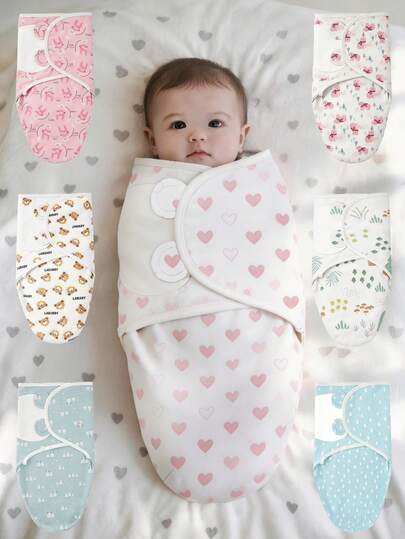 2pcs Baby Printed Swaddle, One-Piece Cute Cartoon Print Design, Comfortable Breathable All-Season Baby Swaddle Blanket, Newborn Multi-Functional Wrap Blanket, Breathable Lightweight Soft, Ideal Gift For Baby!