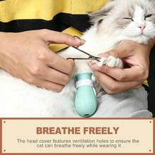 5 Pcs Muzzle Grooming With Anti Scratch Silicone Boots Set Breathable TPU And Paw Protectors Nail Trimming Bathing Kitten Puppy - Multicolor - View 5