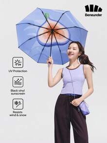 Beneunder Triple-Fold Protective Black-Coated Sunscreen Umbrella BM397 - Dusty Purple - View 1