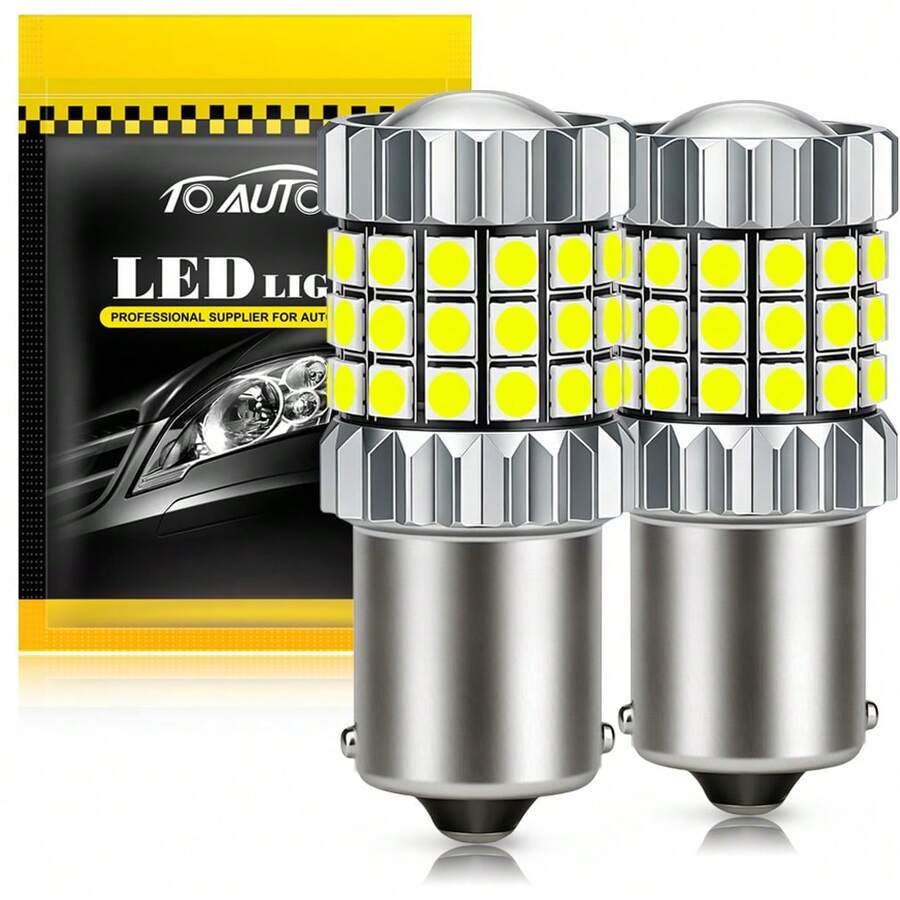 TOAUTO 2PCS PY21W P21 5W 1156 Ba15s 1157 Bay15d P21 5W Bau15s 3 PY21W 48 SMD LED Light For Car Flash Brake Bulbs Lights Reverse Parking Lamp