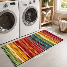1 pieza Alfombrilla de cocina de tierra de diatomeas con patrón de rayas 2D de colores, alfombrilla de secado rápido y absorción rápida antideslizante para cafetera y alfombrilla de secado de platos, adecuada para encimera de cocina y decoración del hogar - Multicolor - Ver 6
