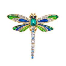 1pc Elegant Alloy Handmade Oil Enamel Emerald & Colorful Rhinestone Dragonfly Brooch, Suitable For Women's Suit, Dress, Commute, Banquet Wear - Dragonfly - View 7