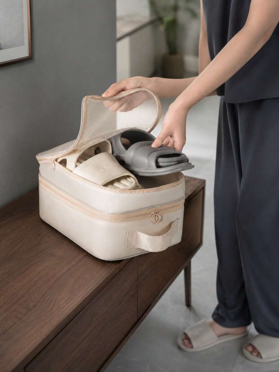 1件裝旅行鞋收納袋,便攜式鞋子收納袋,附手柄與多隔層設計,適用於旅行、行李、度假與居家收納 - 彩色 - 查看 1