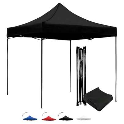 SALUD 360° Carpa Toldo 3x3 Reforzado Plegable Impermeable Facil Armado Y Transporte para Jardín Casa Exterior Uso Rudo Acero Lona Negro
