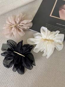 3 Peças Presilhas de Cabelo com Flores Elegantes e Delicadas Estilo Francês para Mulheres, Grampo de Cabelo para Rabo de Cavalo na Parte de Trás da Cabeça, Acessório de Cabelo Super Fada de Alta Qualidade, Ferramenta de Penteado - Multicolorido - Visão 10