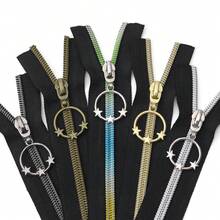 1 Set (Ritsleting 450cm + 10 Kepala Ritsleting), Ritsleting Gigi Elektroplating Hitam & Putih #5, Gigi Ritsleting Berbagai Warna, Kepala Ritsleting Bulat & Bintang Warna Senada, Cocok Untuk Dompet, Kantong Pakaian, Tekstil Rumah Tangga, Tas Penyimpanan, Ritsleting Pengganti DIY - 5#ddy-XXX - View 2
