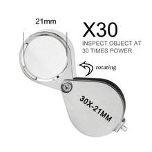 10-30X Pocket Loupe Magnifier Jewelry Magnifying Glass Foldable Diamond Lupa Triplet Jewelers Eye Glass Tool Reading Magnifier - Magnifier - View 7
