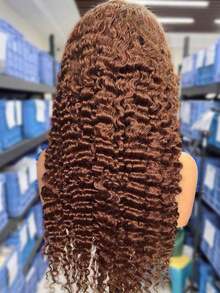 Brazilian Virgin Hair 5*5 Lace Front Wig 4*4 Pre-Cut Hairline Wig Pre-Cut And Bleached Knots Breathable Cap Beginner Friendly Curly Hair Wig Pre-Plucked 13*4 13*6 Lace Front Wig Human Hair Blend Length 8-34 Inches Suitable For Women Brown #4, Halloween - Brown - View 5