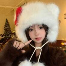 Cute Bow Plush Hat For Women, Fashionable Ear Warmers, Autumn/Winter Warm & Cold-Proof, New Essential Ushanka Style - A - View 4