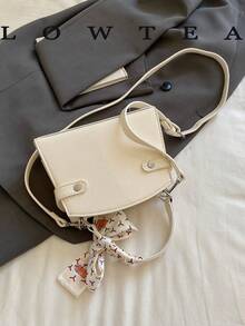 low tea New Fashion Women's Handbag, All-Over Polka Dot Pattern Fashionable Shoulder Strap Decoration Adjustable Shoulder Strap Shoulder Crossbody Bag, Minimalist Solid Color High-End Hardware Decoration Commuter Shoulder Bag - White - View 10