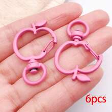 6pcs Multicolor Hollow Apple Lobster Clasps Fruit Shaped Swivel Spring Snap Hooks For DIY Keychains Bag Charms And Handmade Jewelry Hardware Findings - Multicolor - View 13
