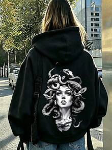 Plus Size Autumn/Winter Casual Sweatshirt, Ideal Autumn/Winter Clothing For Girls Black - Black - View 2
