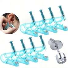 8 Pcs Disposable Ear Piercing Kit With White Diamond Stud Earrings - Ear Piercing Tool Set - First Generation Round-tip Ear Piercer - View 6
