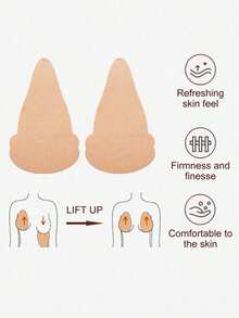 10pcs Disposable Gourd-Shaped Non-Woven Fabric Nipple Covers, Self-Adhesive Invisible Skin-Friendly Anti-Protrusion Strapless Pads - Multicolor - View 2