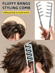 Portable Fluffy Wide-Tooth Comb, Rich Texture, Unisex, ABS Plastic Material, Suitable For Coarse, Curly, Wavy And Natural Hair Types, Ideal For Home And Travel Use, Easy To Style - One Size Fits All - View 1