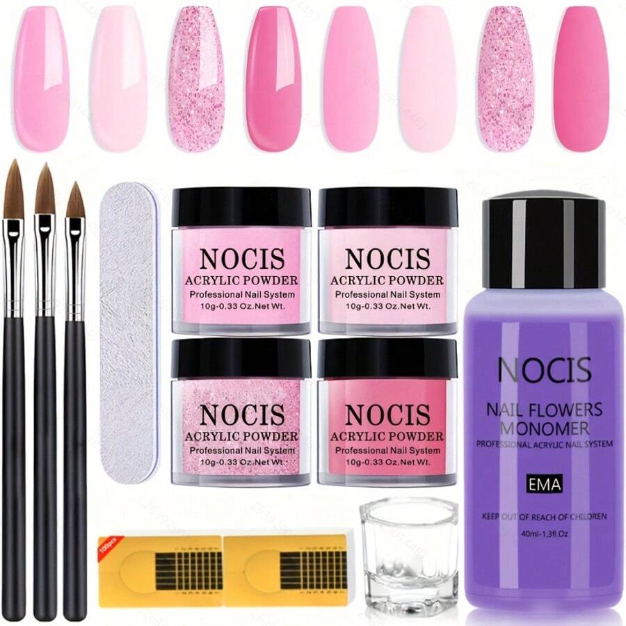 NOCIS 4色壓克力美甲套組,助您輕鬆掌握3D設計、法式美甲與雕花美甲,專業級套組無需光源即可打造驚艷效果 - 彩色 - 查看 1