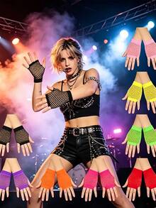 Women Short Mesh Gloves Short Fishnet Gloves For Women And Girls Mesh Decor Party Gloves For Travel Fall Home Decor Wedding Room Dorm Camping Birthday Gift Travel Christmas And Halloween Daily Outdoor Back To School Essential Accessory - Multicolor - View 2