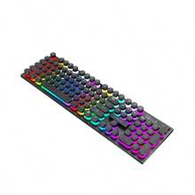 Keyboard Gaming T-WOLF T80, Keyboard Gaming Komputer Berkabel dengan Lampu LED, Gaya Punk Retro, Tombol Bulat, Warna Pink - View 10