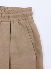 Men's Long Linen Casual Pants Khaki Color Everyday Versatile Trousers - Khaki - View 6