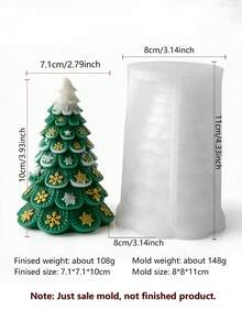 3-Piece 3D Christmas Tree Silicone Candle Molds, Embossed Snowflake Star Layered Pine Needle Design, Snow-Capped Tree Top, Soft Flexible Silicone Material, Easy Release, Suitable For Soy Wax, Aromatic Plaster, Handmade Soap DIY - Christmas Tree Mold - View 8