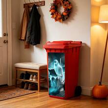 1pc Halloween Skeleton Trash Can Sticker, 14.57 X 32.28 Inches, Suitable For Indoor And Outdoor Trash Can Decoration Sticker, Halloween Decoration - Trash Can Stickers - View 3