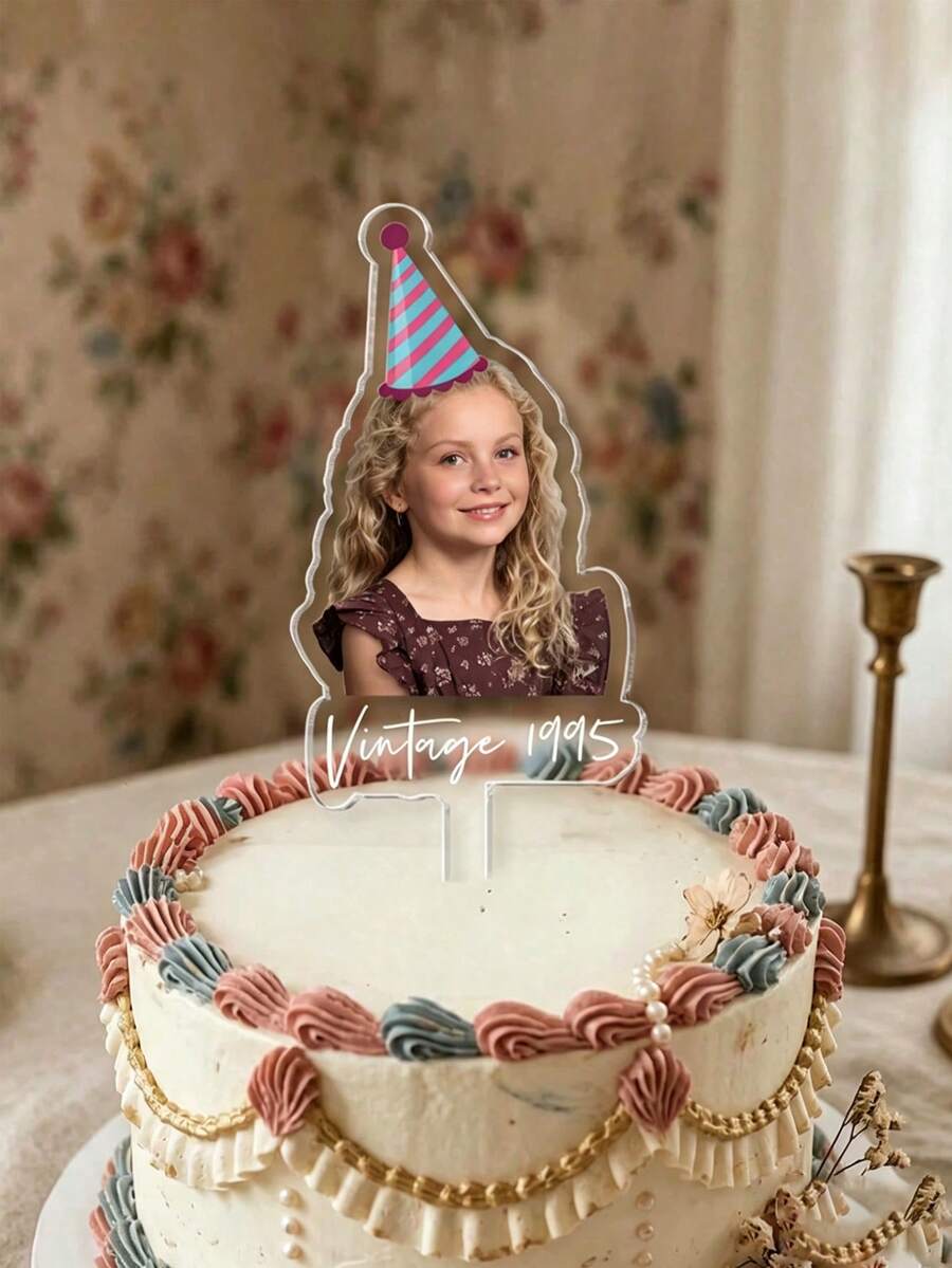1-10pcs Personalized Character Photo Cake Toppers, Customizable Character Design Cake Decorations, Suitable For Birthday, Wedding, Family Gathering, DIY Party, Smash Cake - Multicolor - View 1