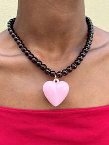 Summer Colorful Beaded Sweet Versatile Heart Necklace Women's Dopamine Style Collarbone Chain Accessory - Beaded Necklace - View 12
