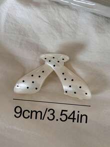 2件/1件 女款 9cm/3.54in 中號黑白波點圖案精緻髮夾，輕量塑膠髮爪，時尚百搭高端優雅極簡風純色髮飾，適合日常配戴、外出、休閒、派對、通勤、海灘、度假、紮髮、馬尾、盤髮、洗臉、沐浴、化妝、搭配衣著，髮飾髮夾 - 黑與白 - 查看 3