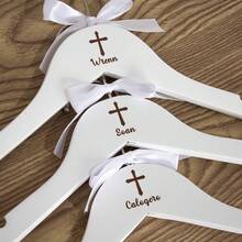 Personalized Custom Name Set Dress, White Cross Hanger, Baptism & First Communion Decor For Boys & Girls, 2026 First Holy Communion Party Favor, Son Daughter Baby Baptism Memorial Gift - White - View 2