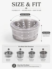 100pcs Disposable Fine Mesh Kitchen Sink Strainer Bags, Elastic Drain Filter Net, Anti-Clogging Food Residue Collection Bag, Easy To Lift And Discard Sink Drain Protector, Suitable For Most Kitchen And Bathroom Sink Strainers - A - View 9