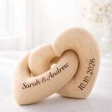 Personalized Engraved Wooden Interlocking Heart, Customized Couple Gift With Name And Date, Wedding Anniversary Keepsake, Rustic Love Decor Gift - H-wooden Heart-shaped Ornament - View 6