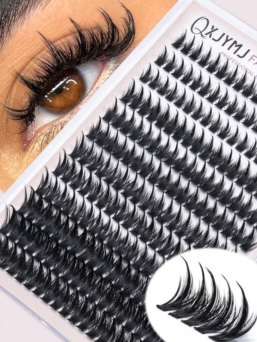 216 Clusters D Curl Anime Style False Eyelashes, 10-16mm Mixed Length, Dense Single Cluster Lashes, DIY Pointed Tip False Eyelashes, Suitable For Home Eyelash Extensions - D - View 1