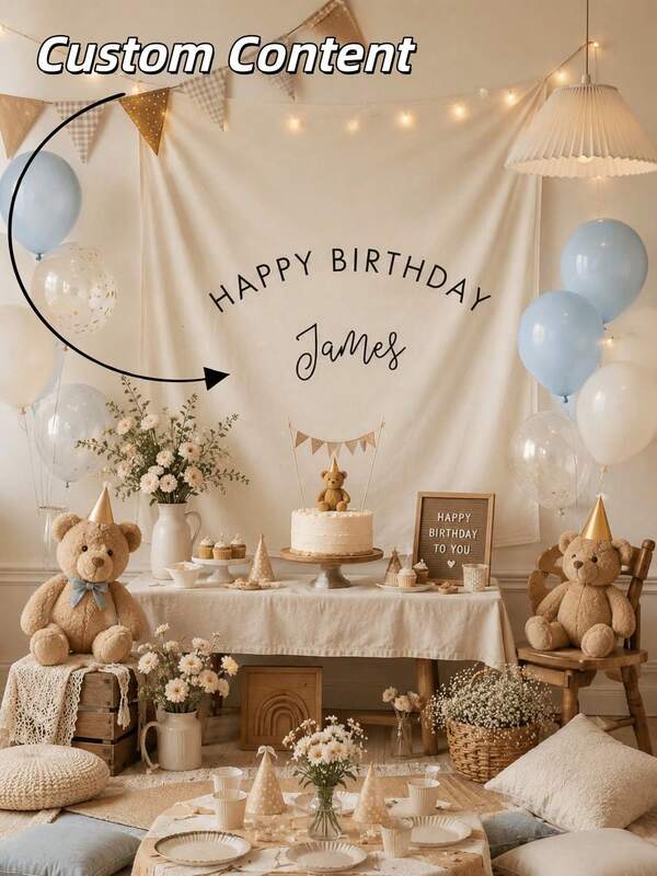 Personalisierte Geburtstagsbanner, personalisierte Geburtstags-Namensflagge, Stoff-Geburtstagschild, Outdoor-Wandkunst Hintergrund, ästhetisch, Geburtstags-/Babyparty-Dekoration, Baby-Erstes-Weihnachts-Dekorationen.