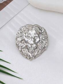 1pc Vintage Personalized Exaggerated Metal Lion Head Brooch Modern Abstract Design Lapel Pin Fashion Art Jewelry Suitable For Daily - Gold - View 6
