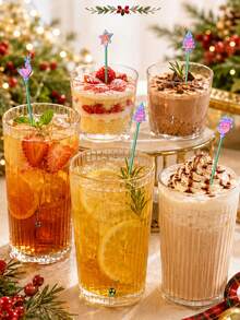 8 cây khuấy đồ uống cán dài Giáng Sinh hình tuần, cây thông, ông già Noel, ngôi sao cho cocktail và cà phê - Nhiều màu - Xem 5