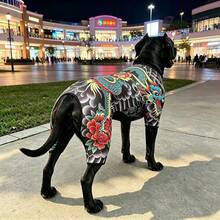 Bold Dog Tattoo Print Four-Legged Outfit, Funny Personalized Pet Clothing, All-Season Universal Dog Clothes - Black - View 6