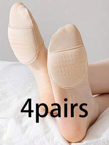 1/2/4/8 Pairs Women's Soft Cushioned Non-Slip Half Socks, Anti-Slip Rubber Dot Design, Summer Sandals Invisible Transparent Insoles, Suitable For Daily Casual Wear, Women's Shoe Accessories, Size 35-39 - Beige - View 20
