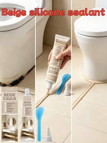 Beige Silicone Sealant, Flexible And Anti-Aging, Strong Adhesion, Universal For Home Decor Board Filling And Edge Sealing, Dust-Proof, Moisture-Proof, Water-Resistant - A - View 2